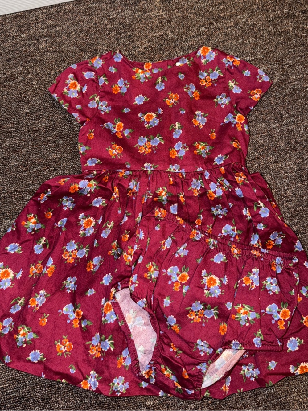Ralph Lauren Burgundy Floral Dress with Matching Bloomers